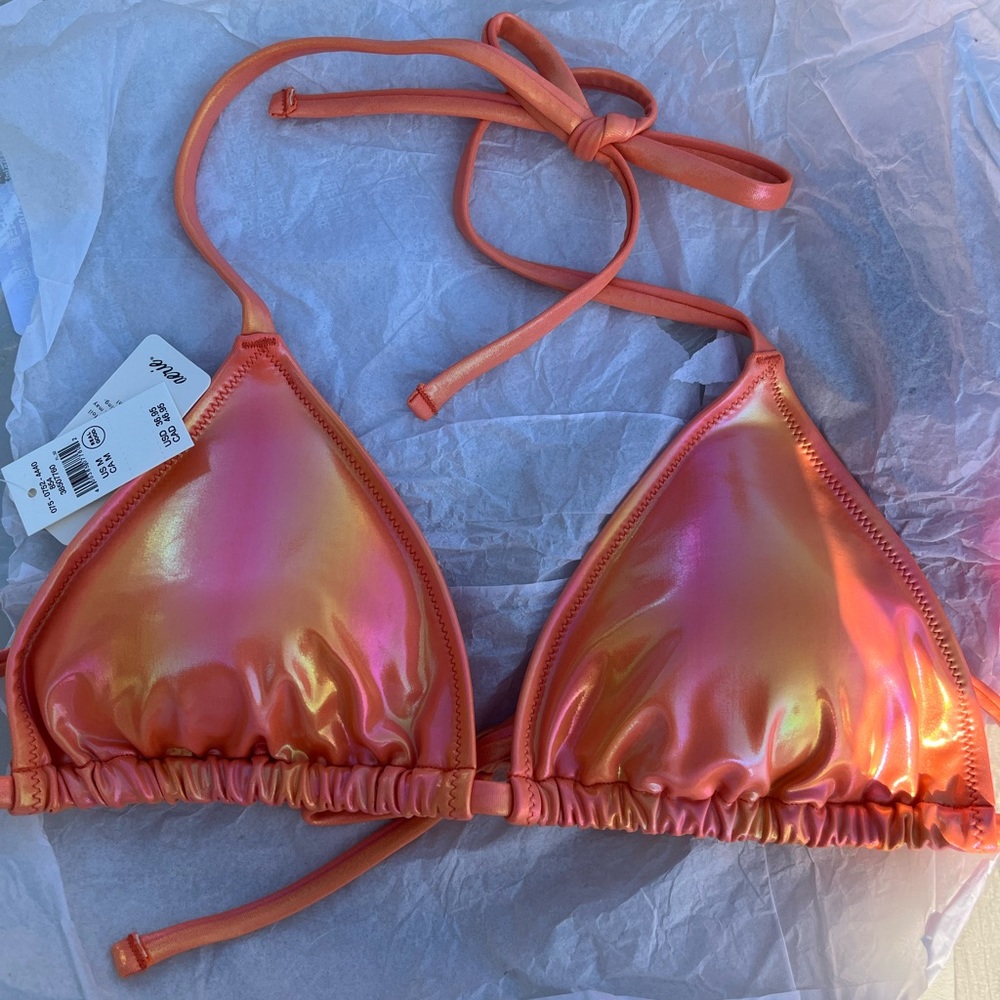 Aerie metallic string triangle bikini top and bikini bottom